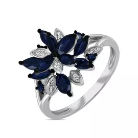 Кольцо c бриллиантами и сапфирами