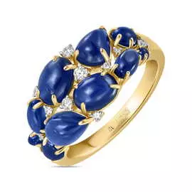 Кольцо c бриллиантами и сапфирами