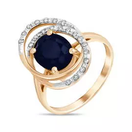 Кольцо c бриллиантами и сапфиром