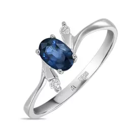 Кольцо c бриллиантами и сапфиром