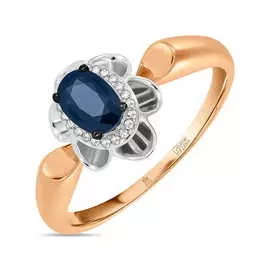 Кольцо c бриллиантами и сапфиром
