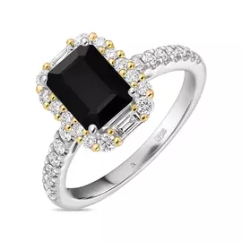 Кольцо c бриллиантами и сапфиром