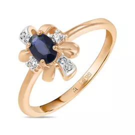 Кольцо c бриллиантами и сапфиром