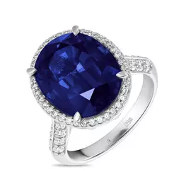 Кольцо c бриллиантами и сапфиром