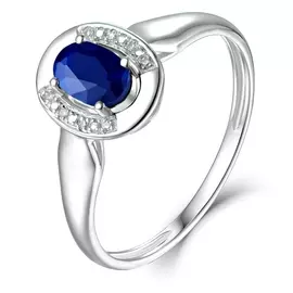 Кольцо c бриллиантами и сапфиром