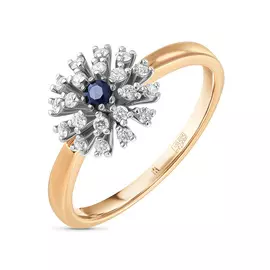 Кольцо c бриллиантами и цветными сапфирами