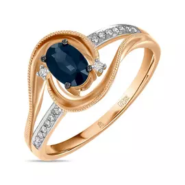 Кольцо c бриллиантами и сапфиром