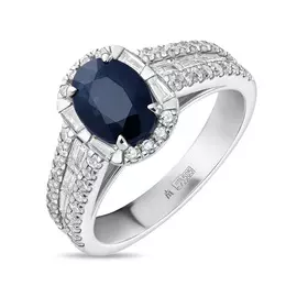 Кольцо c бриллиантами и сапфиром