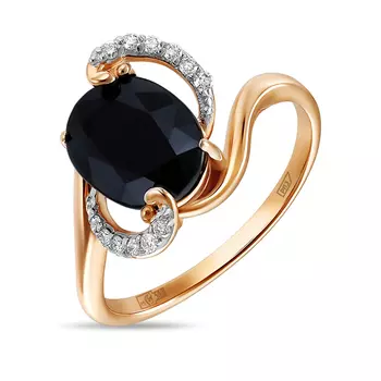 Кольцо c бриллиантами и сапфиром