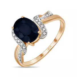 Кольцо c бриллиантами и сапфиром