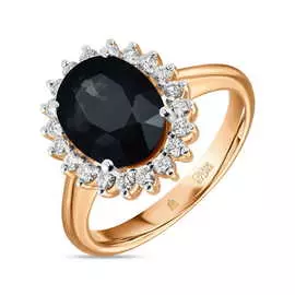 Кольцо c бриллиантами и сапфиром