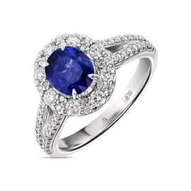 Кольцо c бриллиантами и сапфиром