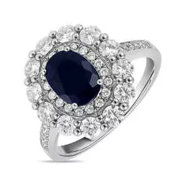 Кольцо c бриллиантами и сапфиром