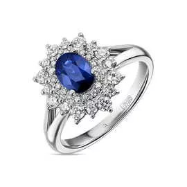 Кольцо c бриллиантами и сапфиром