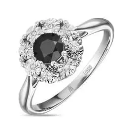 Кольцо c бриллиантами и сапфиром