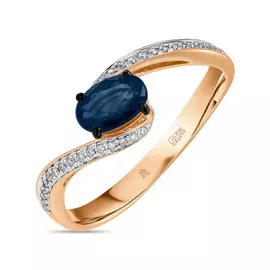 Кольцо c бриллиантами и сапфиром
