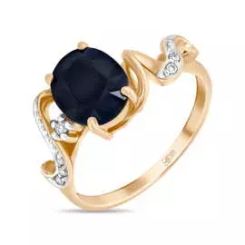 Кольцо c бриллиантами и сапфиром