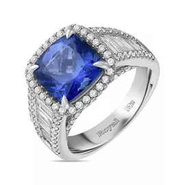 Кольцо c бриллиантами и танзанитом