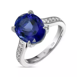 Кольцо c бриллиантами и танзанитом