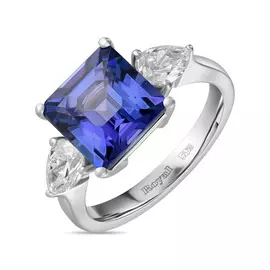 Кольцо c бриллиантами и танзанитом