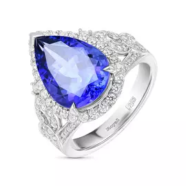 Кольцо c бриллиантами и танзанитом