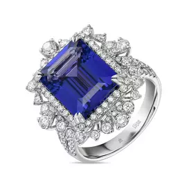 Кольцо c бриллиантами и танзанитом