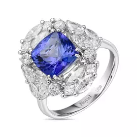 Кольцо c бриллиантами и танзанитом