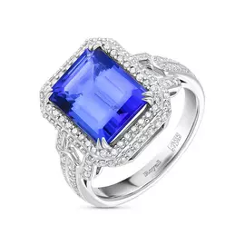 Кольцо c бриллиантами и танзанитом