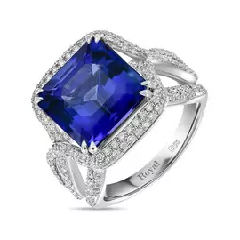 Кольцо c бриллиантами и танзанитом