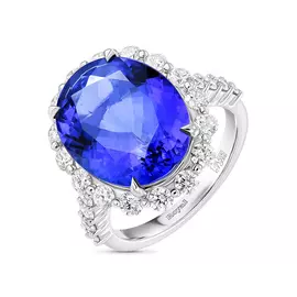 Кольцо c бриллиантами и танзанитом