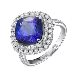 Кольцо c бриллиантами и танзанитом