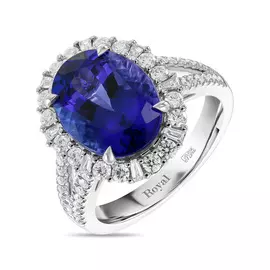 Кольцо c бриллиантами и танзанитом