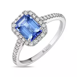 Кольцо c бриллиантами и танзанитом