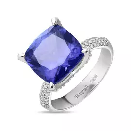 Кольцо c бриллиантами и танзанитом