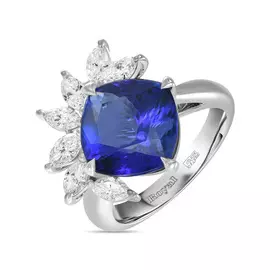 Кольцо c бриллиантами и танзанитом