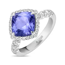 Кольцо c бриллиантами и танзанитом