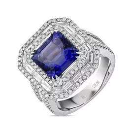 Кольцо c бриллиантами и танзанитом