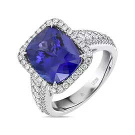 Кольцо c бриллиантами и танзанитом