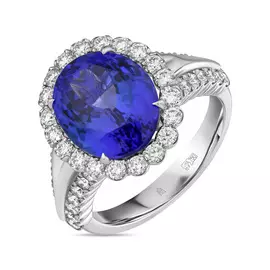 Кольцо c бриллиантами и танзанитом