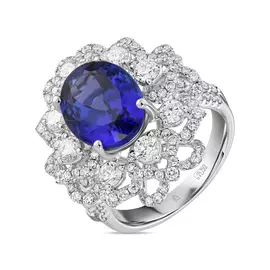 Кольцо c бриллиантами и танзанитом