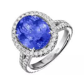 Кольцо c бриллиантами и танзанитом