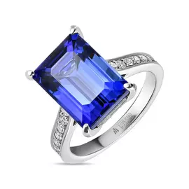 Кольцо c бриллиантами и танзанитом