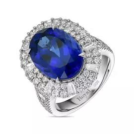 Кольцо c бриллиантами и танзанитом