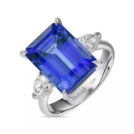 Кольцо c бриллиантами и танзанитом
