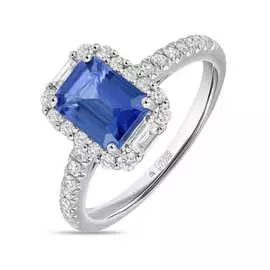 Кольцо c бриллиантами и танзанитом