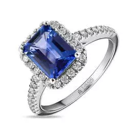 Кольцо c бриллиантами и танзанитом