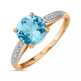 Кольцо c бриллиантами и топазом