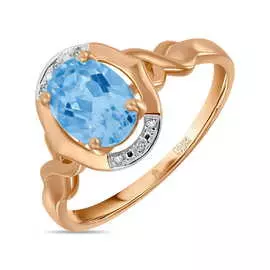 Кольцо c бриллиантами и топазом