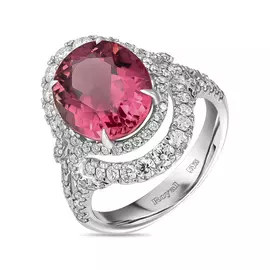 Кольцо c бриллиантами и турмалином