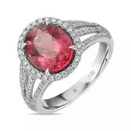 Кольцо c бриллиантами и турмалином